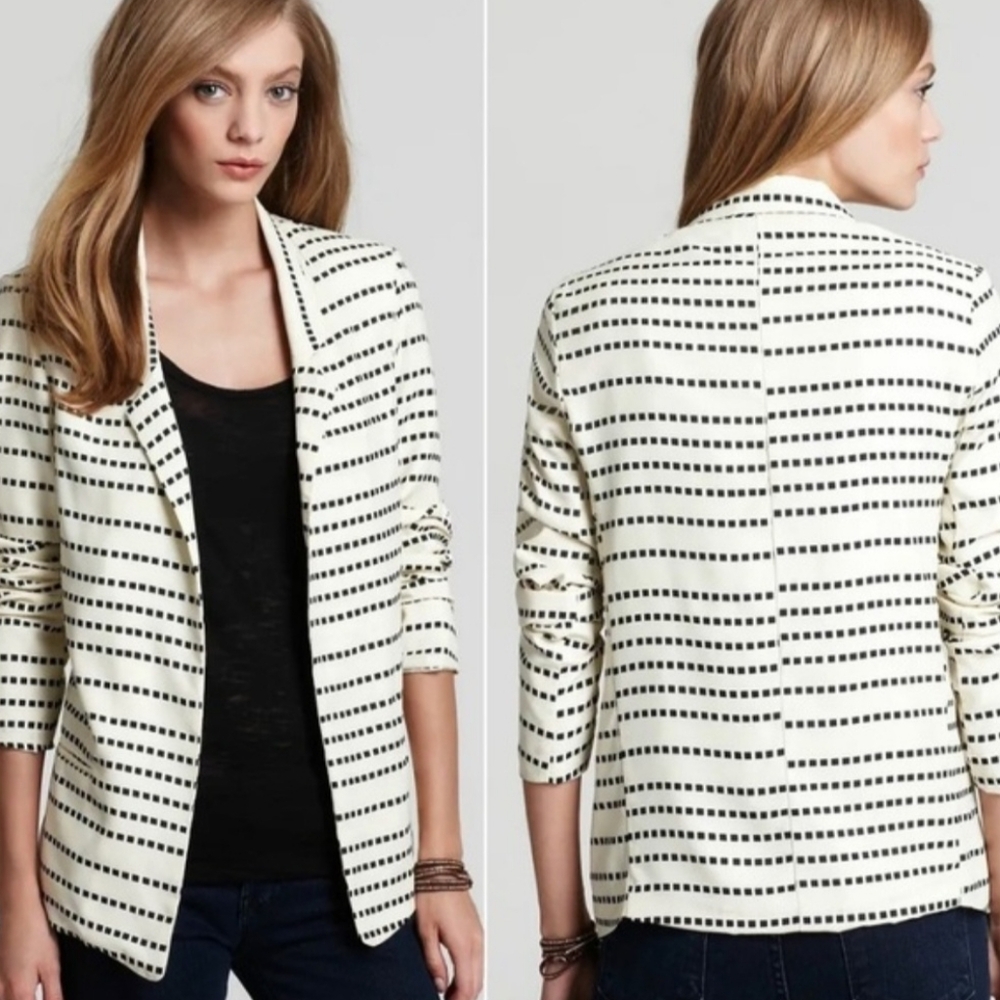 PJK Patterson J. Kinkaid Ricci Lightweight Blazer In Cream/Blk Size Small